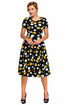 Sexy Dot Floral Print Keyhole Vintage Swing Dress